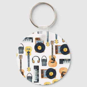 Porte-clés Instruments de musique : aquarelle transparente