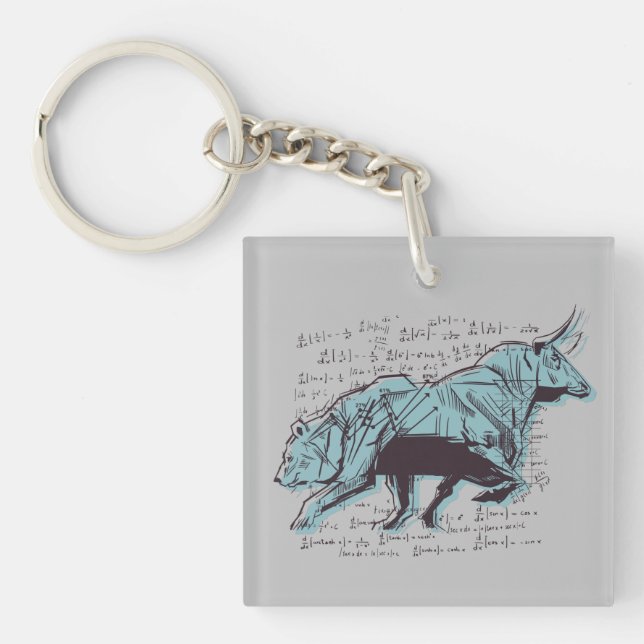 Porte-clés Investisseur Bull et ours Stock Trading (Devant)
