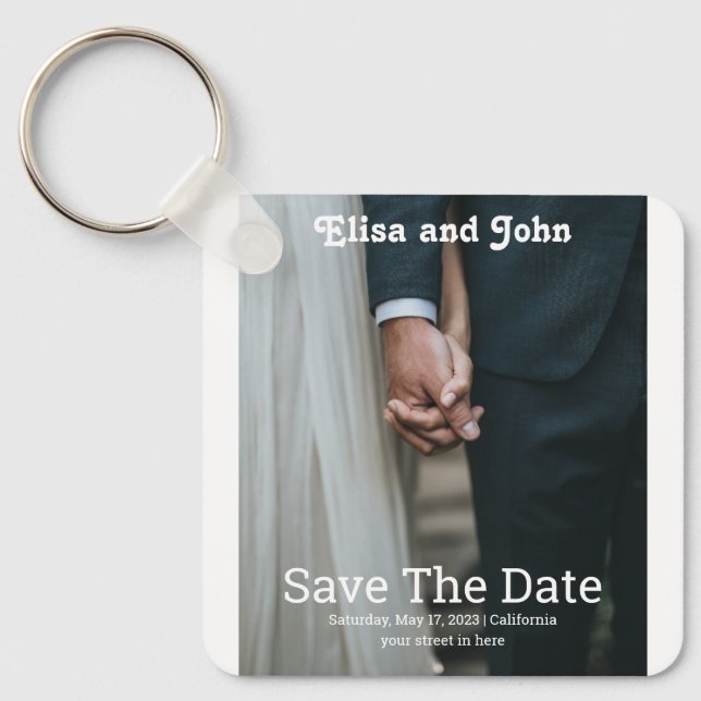 Porte-clés Invitations de mariage simples et élégantes (Recto)