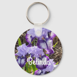 Porte-clés Iris Irises Fleurs Violettes Fleurs Florales Nom