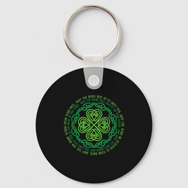 Porte-clés Irish Blessing Celtic Knot &amp; 4-leaf Clover Luc (Recto)
