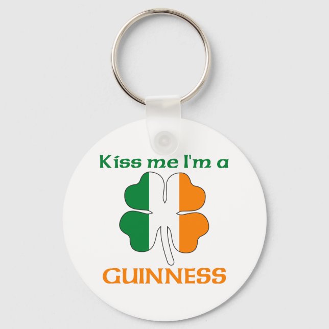 Porte-clés Irlandais personnalisé Kiss Me Je suis Guinness (Recto)