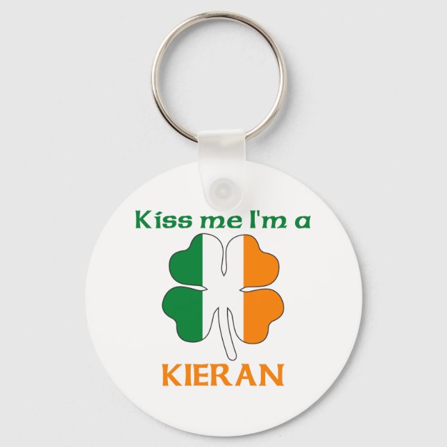 Porte-clés Irlandais personnalisé Kiss Me Je suis Kieran (Recto)