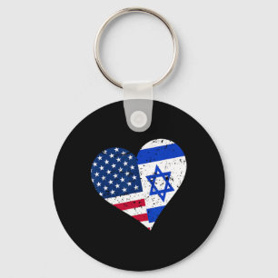 Porte-clés Israël Usa Cœur Chemise Détresse Israélien América