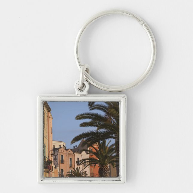 Porte-clés Italie, Sardaigne, Cagliari. Bâtiments et palmiers (Devant)