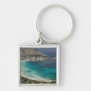 Porte-clés Italie, Sicile, Mondello, Vue de la plage depuis