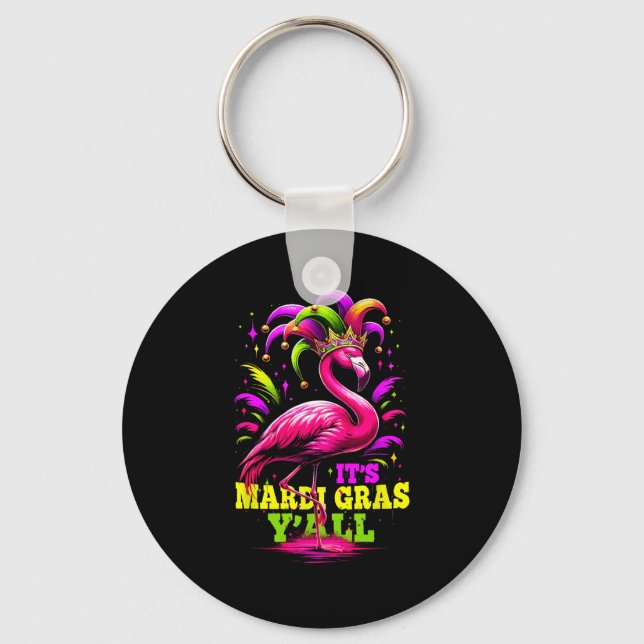 Porte-clés Its Mardi Gras Yall Pink Flamingo Wearing Jester H (Recto)
