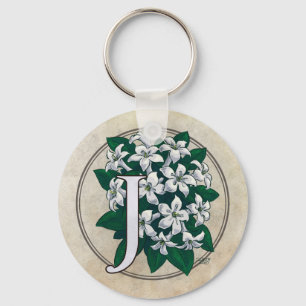 Porte-clés J pour le monogramme de fleurs de Jasmin