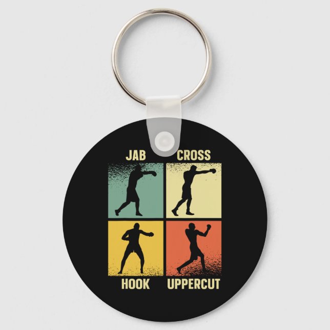 Porte-clés Jab Cross Hook Uppercut - Boxe Moves Graphic Gri (Recto)