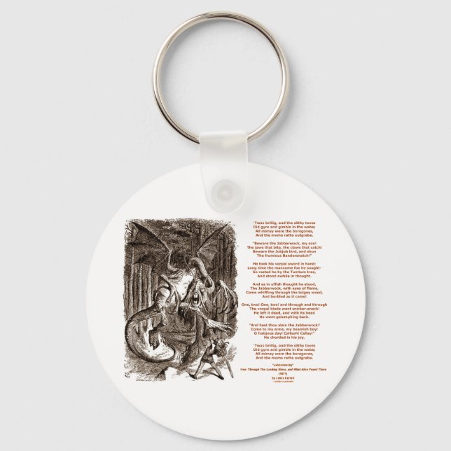 Porte-clés Jabberwocky Poem par Lewis Carroll (Recto)