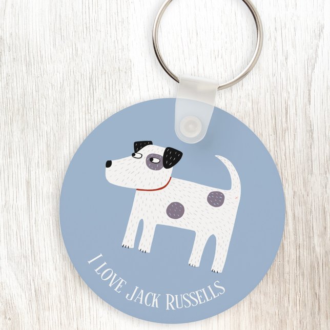 Porte-clés Jack Russell Terrier Chien Texte Personnalisé (Jack Russell Parson Terrier dog key ring)