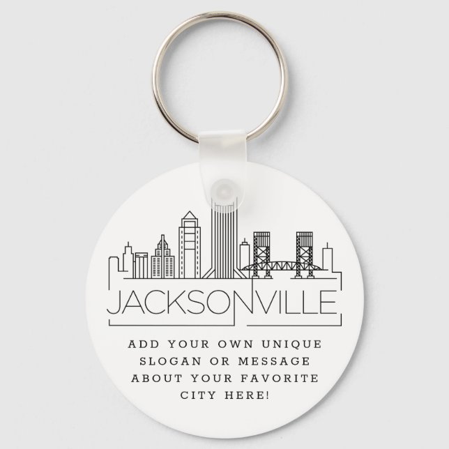 Porte-clés Jacksonville Stylisé Skyline | Slogan personnalisé (Recto)