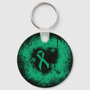 Porte-clés Jade Awareness Ribbon Grunge Coeur