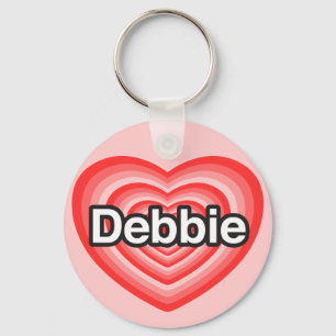 Porte-clés J'adore Debbie. Je t'aime Debbie. Cœur