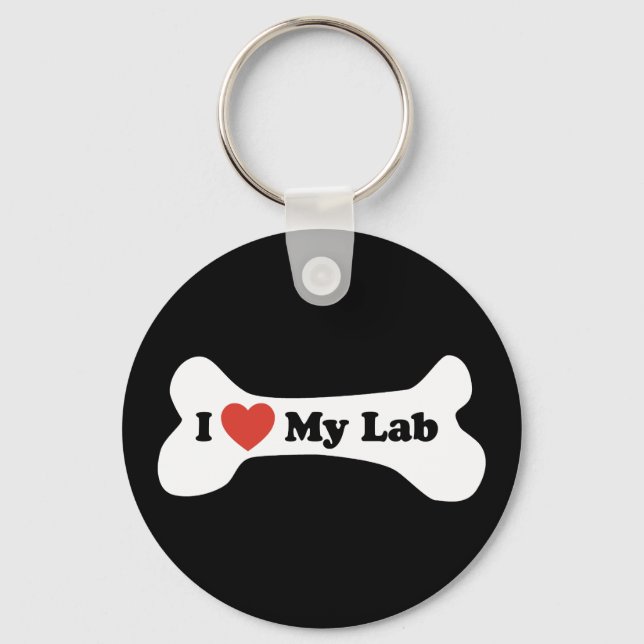 Porte-clés J'adore mon laboratoire - os de chien (Recto)