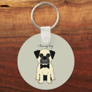 Porte-clés J'adore mon Pug