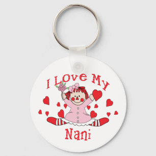 Porte-clés J'adore My Nani Rag Doll & Hearts