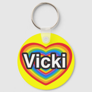 Porte-clés J'adore Vicki. Je t'aime Vicki. Cœur