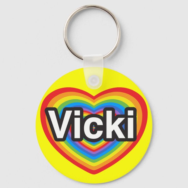 Porte-clés J'adore Vicki. Je t'aime Vicki. Cœur (Recto)