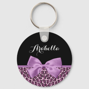 Porte-clés Jaguar Violet Fille Imprimer Cute Bow Avec Nom