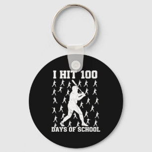 Porte-clés J'ai atteint 100 jours d'école garçon de baseball