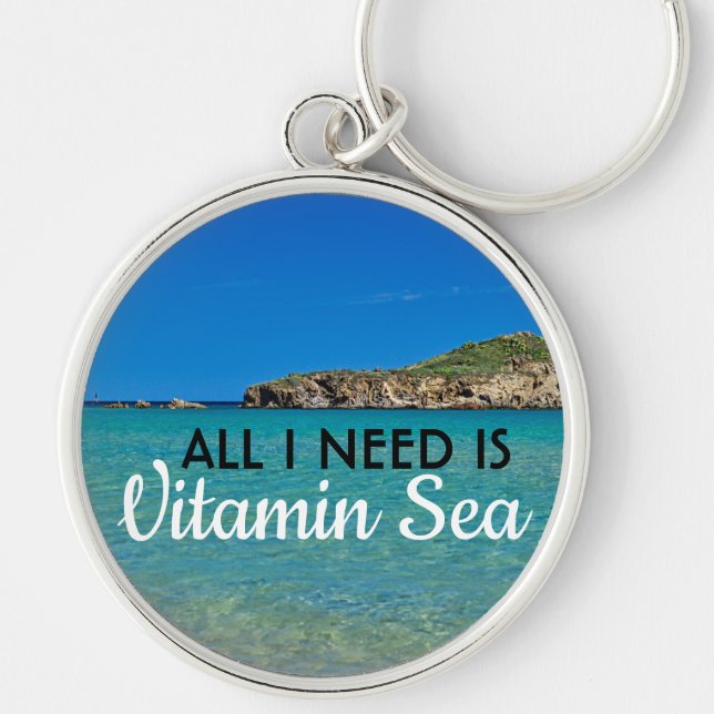 Porte-clés J'ai besoin de Vitamin Sea eau turquoise plage ita (Devant)