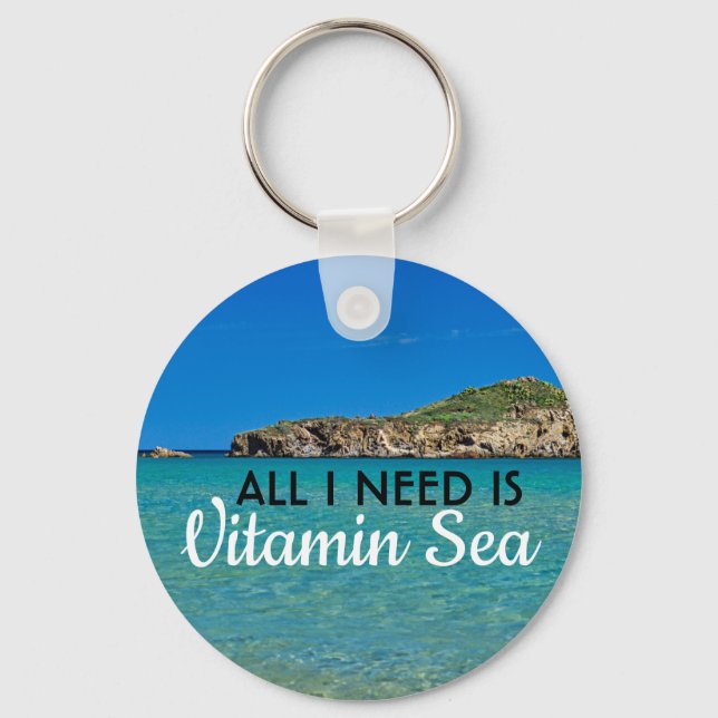 Porte-clés J'ai besoin de Vitamin Sea eau turquoise plage ita (Recto)