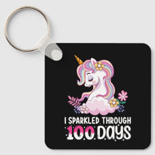 Porte-clés J'ai étincelé pendant 100 jours de l'école Unicorn