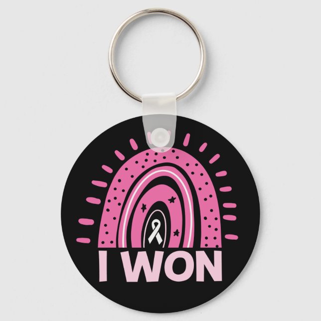 Porte-clés J'ai gagné le cancer du sein survivant Pink Rainbo (Recto)