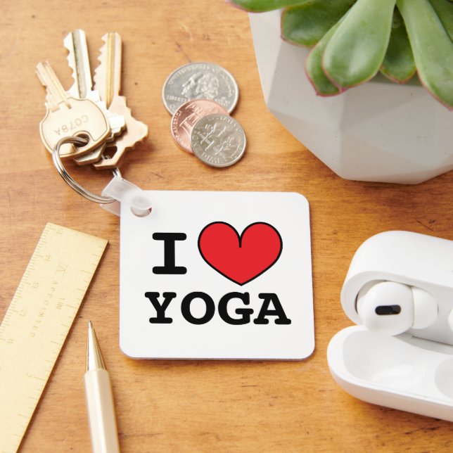 Porte-clés J'ai le coeur rouge personnalisé YOGA (Bureau)