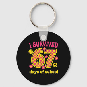 Porte-clés J'ai survécu 67 jours d'école 100 jours Brainrot S