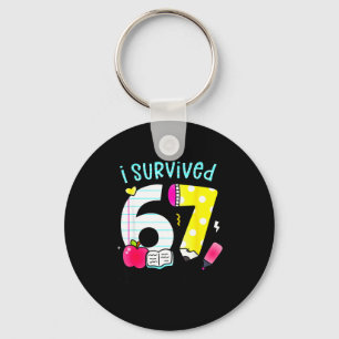 Porte-clés J'ai survécu 67 jours d'école Six Sept Mème Enseig