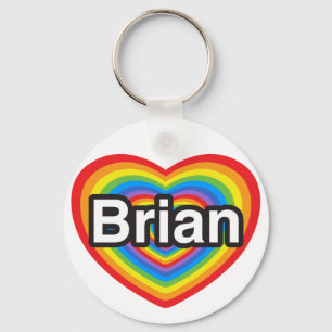 Porte-clés J'aime Brian. Je t'aime Brian. Cœur