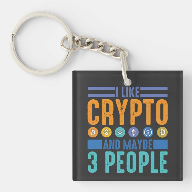 Porte-clés J'aime Crypto et peut-être 3 personnes, Crypto Lov (Devant)
