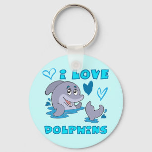 Porte-clés J'aime des dauphins
