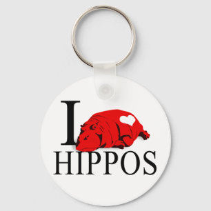 Porte-clés J'aime des porte - clés d'hippopotames