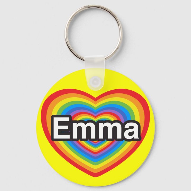 Porte-clés J'aime Emma. Je t'aime Emma. Cœur (Recto)