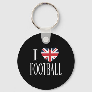Porte-clés J'aime Footll Drapeau Grande-Bretagne Cœur Footbal