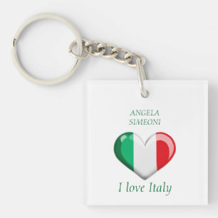 Porte-clés J'aime Italie Votre nom