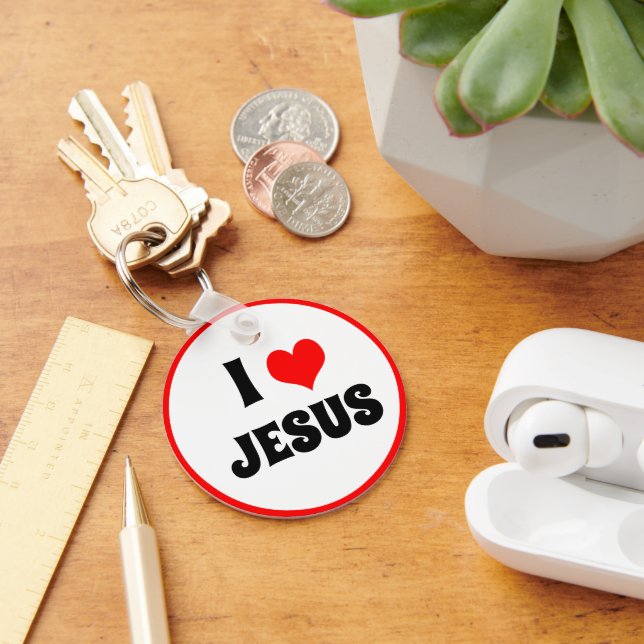 Porte-clés J'aime Jésus et Christus Coeur / Porte - clé (Bureau)