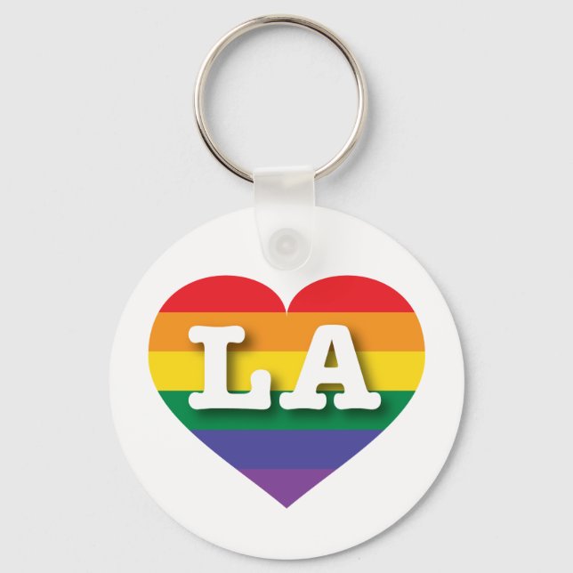Porte-clés J'aime LA Gay pride Rainbow Heart (Recto)