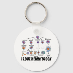 Porte-clés J'aime la hématologie (la lignée de globule