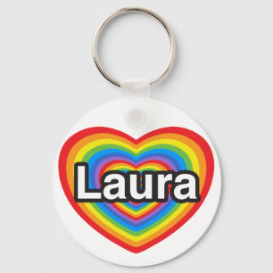 Porte-clés J'aime Laura. Je t'aime Laura. Cœur