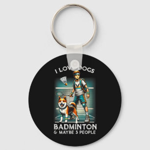 Porte-clés J'Aime Le Chien Badminton, Mignonne Garçon Avec Ch