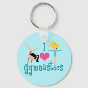 Porte-clés J'aime le gymnaste mignon de gymnastique
