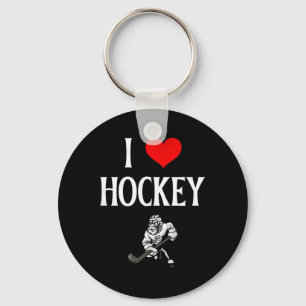 Porte-clés J'aime le hockey j'ai le cœur pour le hockey drôle