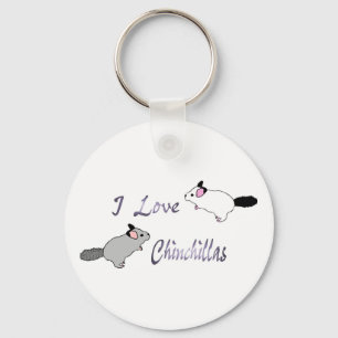 Porte-clés J'aime le porte - clé de chinchillas
