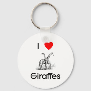 Porte-clés J'aime le porte - clé de girafes