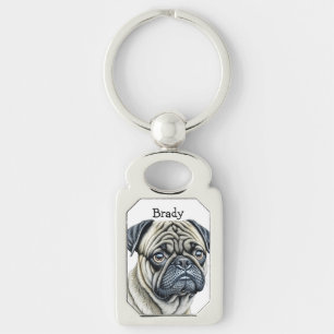 Porte-clés J'aime les Carlins   Propriétaires de chiens migno