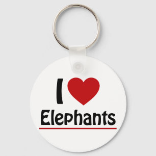 Porte-clés J'aime les éléphants